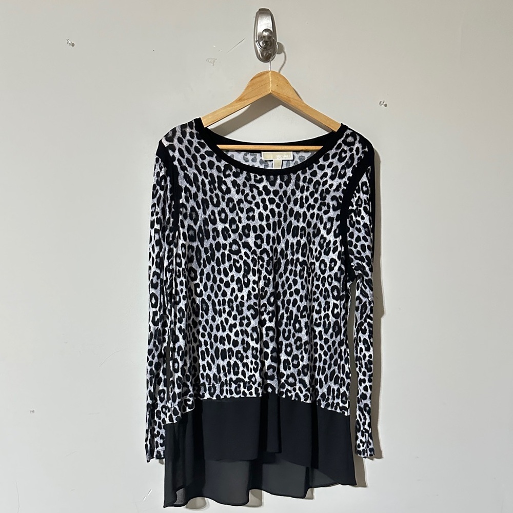 Michael Michael Kors Leopard Print Long Sleeve Blouse – Size 1X